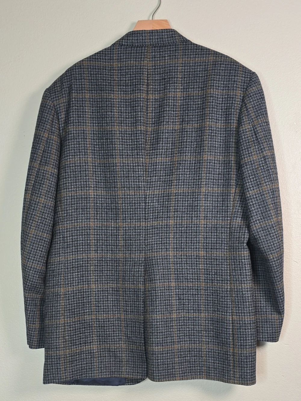 Vintage Lands' End Navy and Brown Plaid  Wool/ Alpaca Blend  Blazer Size 40R